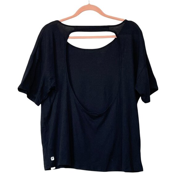 NEW Fabletics Black Big Keyhole Back Short Sleeve Tee Sz. L - Picture 2 of 3